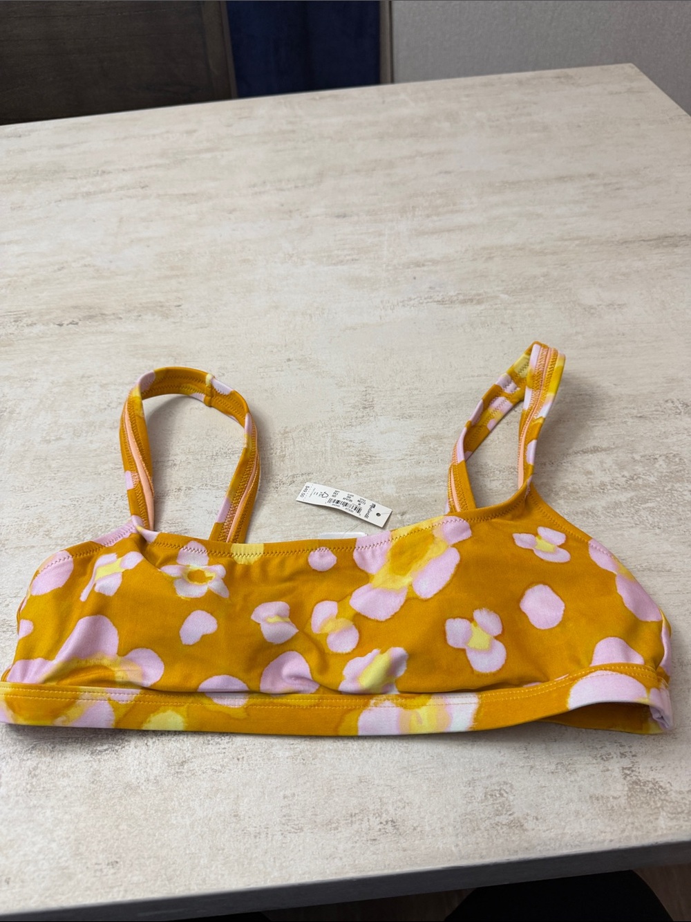 Madewell Yellow orange Floral Bralette Swim Top